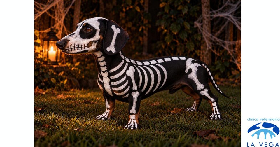 Mascota disfrazada para el concurso de Halloween de Clínica Veterinaria La Vega en Salamanca